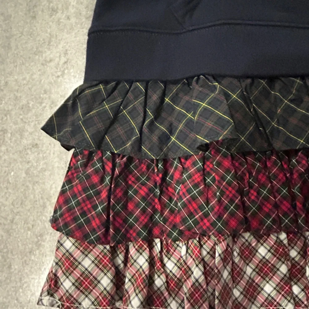 Polo Ralph Lauren Navy Blue Kids Hoodie with Plaid Skirt   Size 4/4T